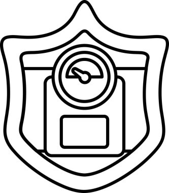 Arkasında siyah beyaz bir kalkan olan siyah beyaz bir tartı. Kalkan bir koruma sembolü ve ölçek de bir ölçü sembolü. Bir şeyleri tartma kavramı