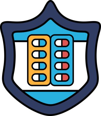 Üzerinde haplar olan bir kalkan. Kalkan siyah ve beyaz.