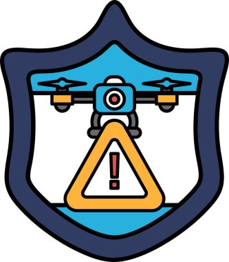 Üzerinde kırmızı üçgen olan siyah beyaz bir kalkan çizimi. Üçgenin üzerinde kırmızı bir X var ve etrafı siyah kenarlıklarla çevrili.