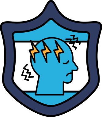 Başı ağrıyan bir adam kalkanda görünür. Kalkan siyah beyaz. Adamın kafasında bir şimşek çakıyor. Kalkan bir koruma sembolüdür.