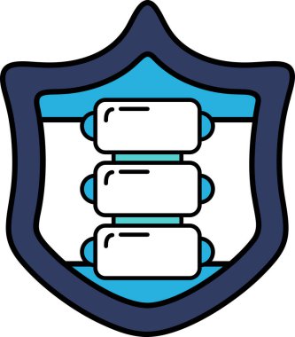 Üzerinde üç kemik olan bir kalkan. Kalkan siyah beyaz. Kemikler birbirine bağlı.