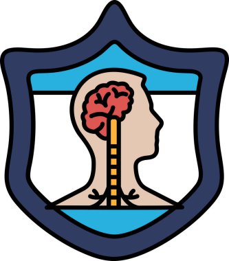 Üzerinde beyin ve ağaç olan bir kalkan. Kalkan siyah ve beyaz.