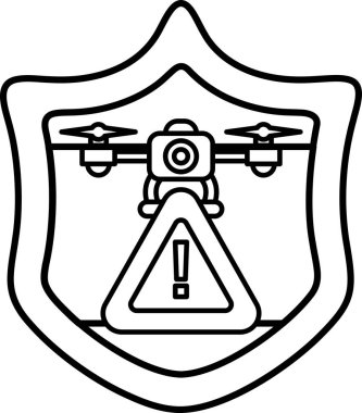 Üzerinde kırmızı üçgen olan siyah beyaz bir kalkan çizimi. Üçgenin üzerinde kırmızı bir X var ve etrafı siyah kenarlıklarla çevrili.