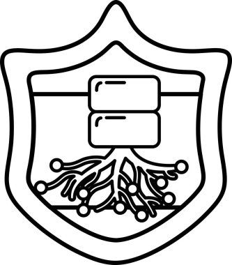 Üzerinde ağaç olan bir kalkan. Kalkan siyah beyaz. Resmin odak noktası ağaç.