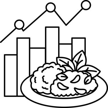 Üzerinde numaralar olan bir tabak yemek. Grafik sağlıklı beslenen insan sayısında sürekli bir artış gösteriyor.