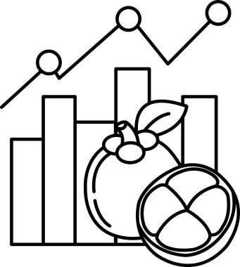 Çizgili bir grafik ve üzerinde yaprak olan bir meyve. Meyve bir limon.
