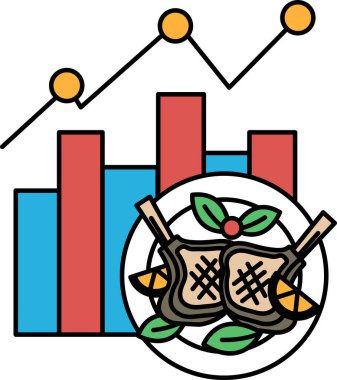 Arka planda grafik olan bir tabak yemek. Grafik sağlıklı beslenen insan sayısında bir artış gösteriyor.