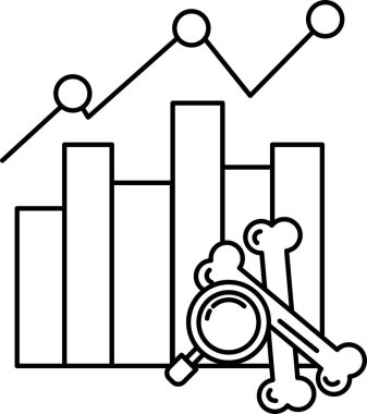 Üstünde kafatası ve kemik olan bir grafik. Grafik bir eğilim ya da desen gösterirken, kafatası