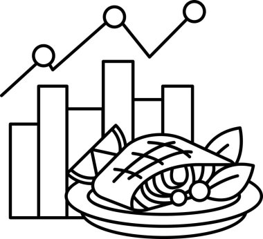 Yanında grafikle birlikte bir tabak yemek. Grafik bir bitkinin büyümesini gösteriyor.