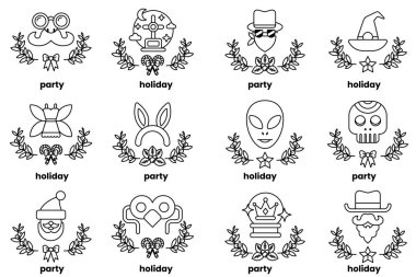 Cadılar Bayramı ve bayramlar konseptinde bir dizi çizim.