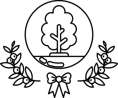 Bir ağaç yapraklar ve bir yayla çevrilidir. Resmin odak noktası ağaç.