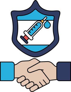 Arkalarında bir kalkan ile titreyen iki elin siyah beyaz görüntüsü. Kalkanın üzerinde şırınga var.