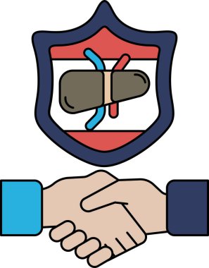 Arkalarında bir kalkan ile iki kişi arasında bir tokalaşma gösterilir. Kalkanda 