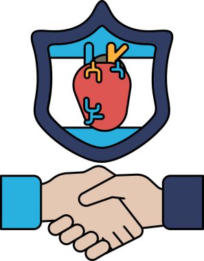 Ortada bir kalp ile titreyen iki elin siyah beyaz görüntüsü. Kalbin etrafı bir kalkanla çevrili. Güven ve koruma kavramı