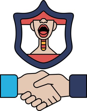 Arka planda kupayla tokalaşan bir adam ve bir kadın. Kupa zafer ve başarının sembolüdür. Başarı ve başarı kavramı