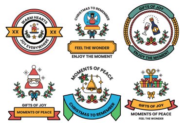 A set of Christmas themed stickers with a variety of designs and messages