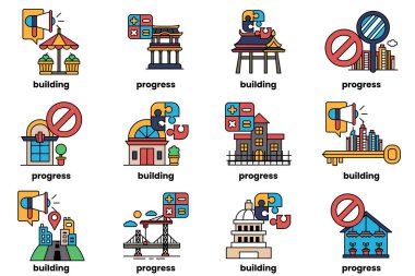 The image is a series of different buildings, each with a different design