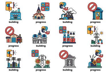 The image is a series of different buildings, each with a different design