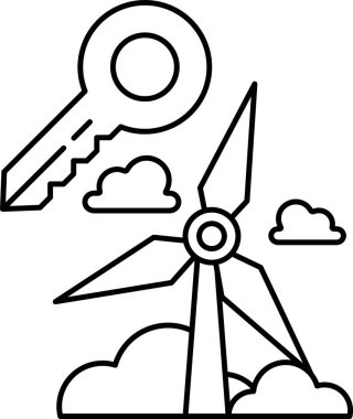 A windmill with a key on top of it. The key is open and the windmill is spinning
