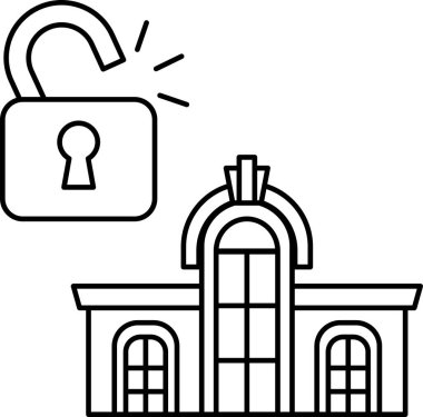 A building with a lock on it. The lock is open and the building is empty. The building is a large, old building with a lot of windows