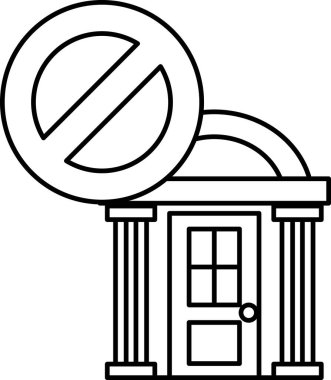 A building with a no parking sign on top of it. The building has a door and windows