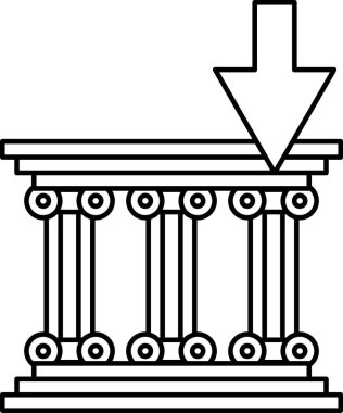 A white and black drawing of a column with a downward arrow pointing to it. The column is part of a building and the arrow suggests that it is being removed or taken down. Concept of loss or change