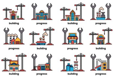 The image is a series of buildings and construction sites