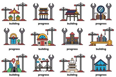 The image is a series of buildings and construction sites