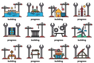 The image is a series of buildings and construction sites