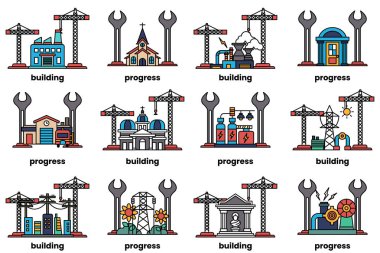 The image is a series of buildings and construction sites