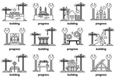 The image is a series of buildings and construction sites