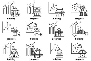 The image is a series of buildings and construction sites