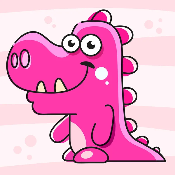 Cute Pink Dinosaur Vector Illustration Stock Illustration