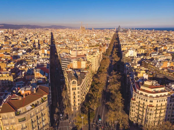 Aerial view of Barcelona Eixample residencial district, Sagrada Stock Image