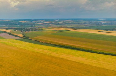 Tarım çeşitli alanların yukarıdan aşağıya görünümü. Güzel