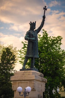 Stefan cel Mare heykeli. Chisinau şehrinde ünlü yer, Moldova, 