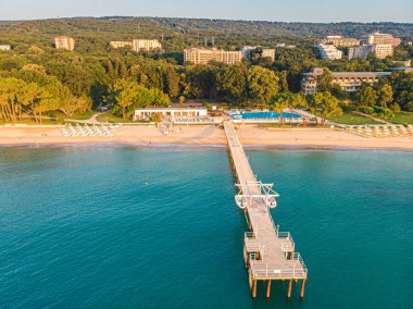 Bulgaristan 'ın Golden Sands plajının batı kesiminde panoramik manzara.