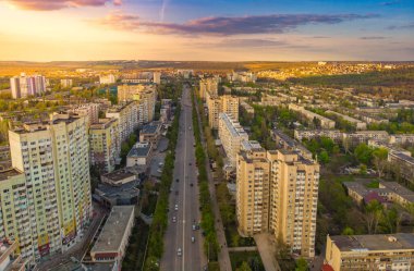 Moldova Cumhuriyeti 'nin başkenti Chisinau' nun panoramik manzarası