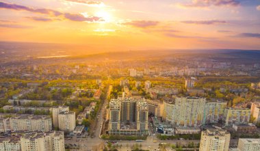 Chisinau, Moldova 'daki Afgan parkı manzarası. Hava görünümü
