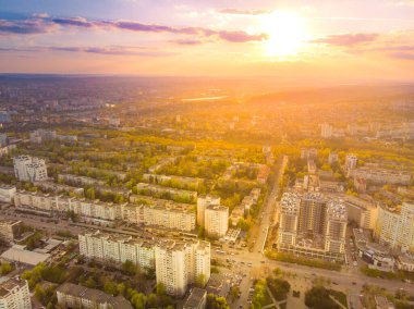 Chisinau, Moldova 'daki Afgan parkı manzarası. Hava görünümü