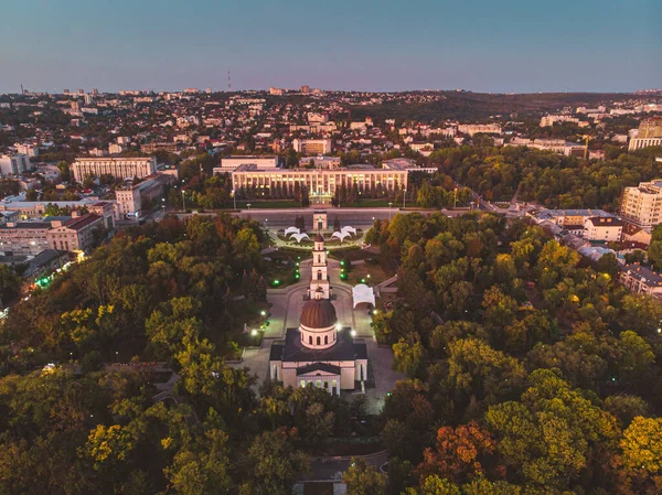 Triumphal Arch Government Building Central Chisinau Moldova 2020 空中景观 — 图库照片