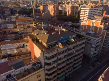 İspanya 'da güzel desenli Barselona sokak manzarası. 2020