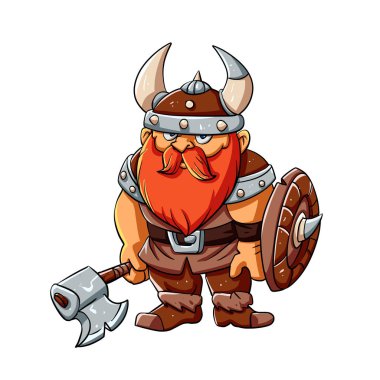 Viking maskot çizgi film illüstrasyon