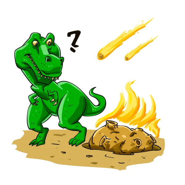恐龙灭绝卡通插画 — 图库照片