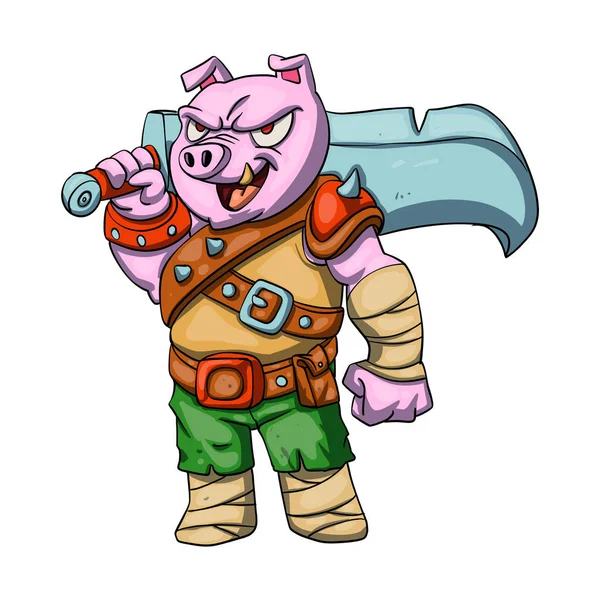 Desenho Desenho Animado Cavaleiro Porco — Fotografia de Stock