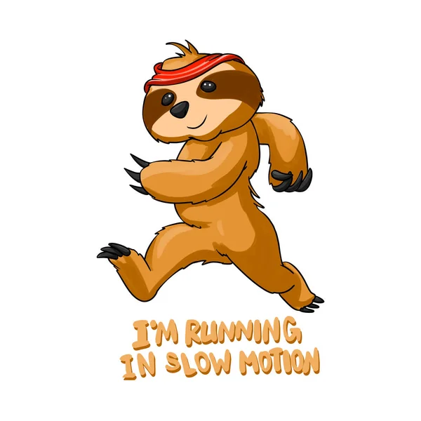 Running sloth  cartoon illustration