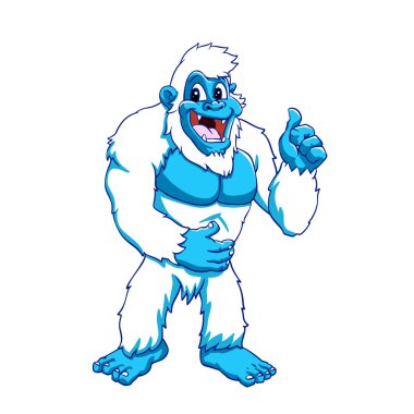 Komik yeti - mavi sasquatch çizgi film illüstrasyon