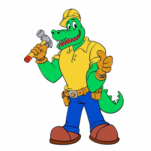 Mascote Reparador Crocodilo Trabalhador Jacaré —  Vetores de Stock