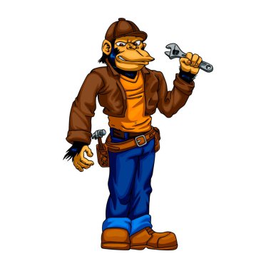 Şempanze tamirci vektör çizim 