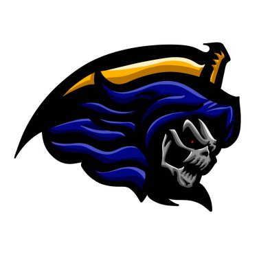 Sarı mavi Grim Reaper vektör logosu